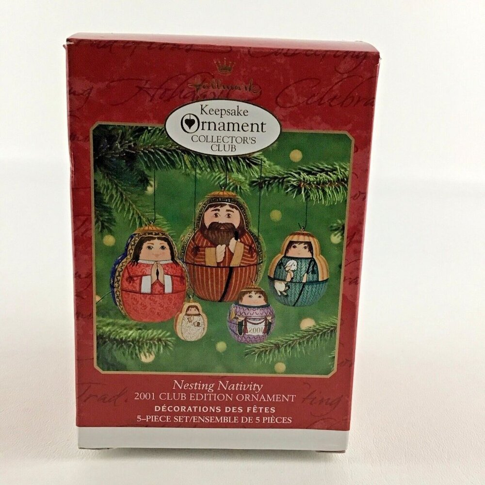 Hallmark Keepsake Christmas Ornament Nesting Nativity 2001 Club Edition 5pc Set - Picture 1 of 6